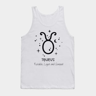 Taurus Personality Black Text Tank Top